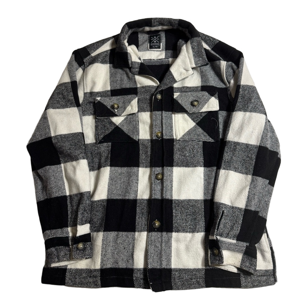 North Western MFG Co Black White Thick Plaid Jacket Shacket Men XL Extra Large